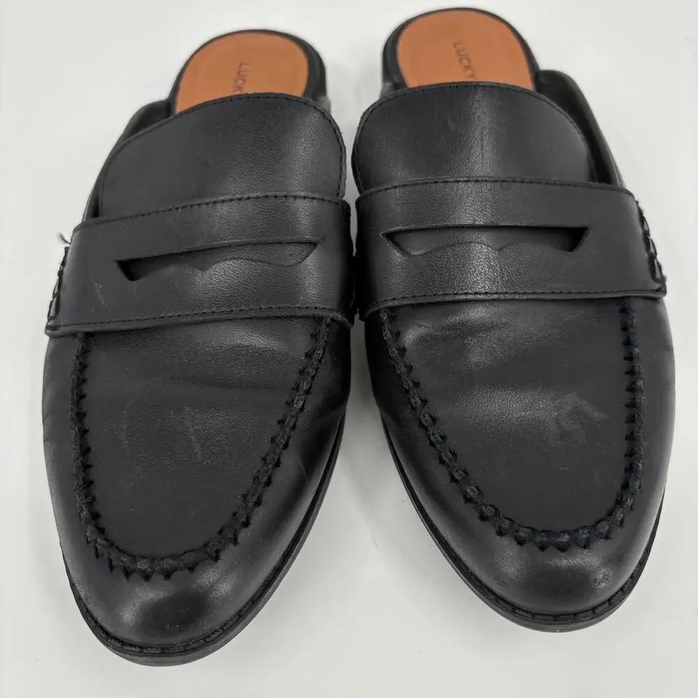 Lucky Brand Esila Mule Shoe Womens Size 9 Black Leather Slip On - Picture 4 of 12